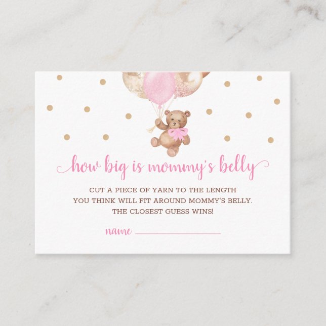 Teddy Bear How Big Is Mommy's Belly Game Card (Front)