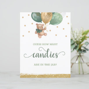 Teddy Bear How Many Candies In The Jar Table Sign