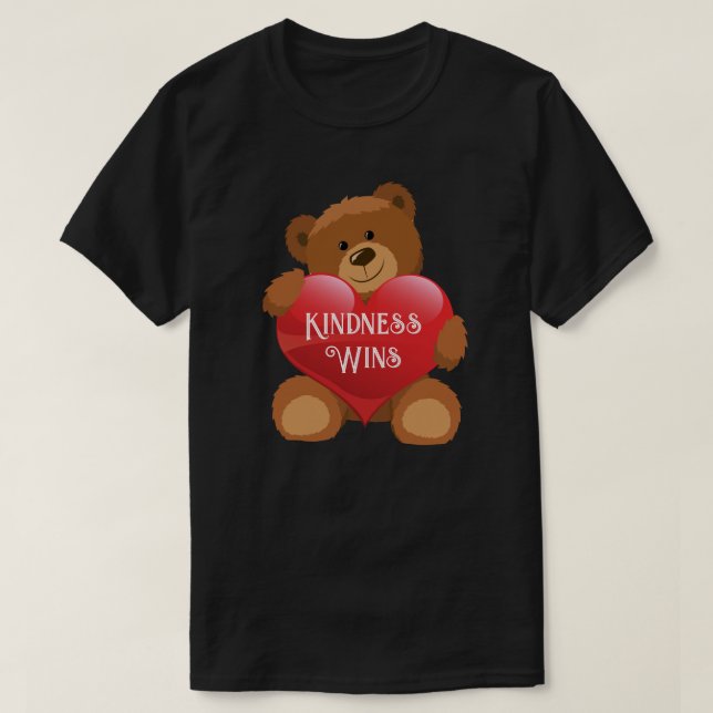  Teddy Bear Hug Heart Personalize Text Cotton  T-Shirt (Design Front)