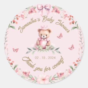Teddy Bear Hugs & Butterfly Kisses: Thank You Classic Round Sticker