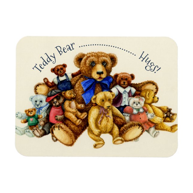 TEDDY BEAR HUGS MAGNET *Personnaliser (Horizontal)