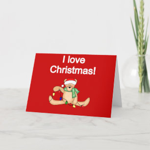 Teddy Bear I Love Christmas Tshirts and Gifts Holiday Card