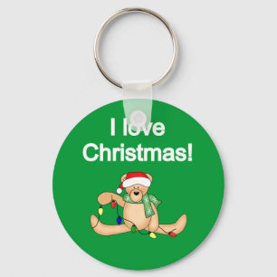Teddy Bear I Love Christmas Tshirts and Gifts Keychain