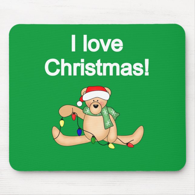 Teddy Bear I Love Christmas Tshirts and Gifts Mouse Pad (Front)
