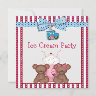 Teddy Bear Ice Cream Party Invitation
