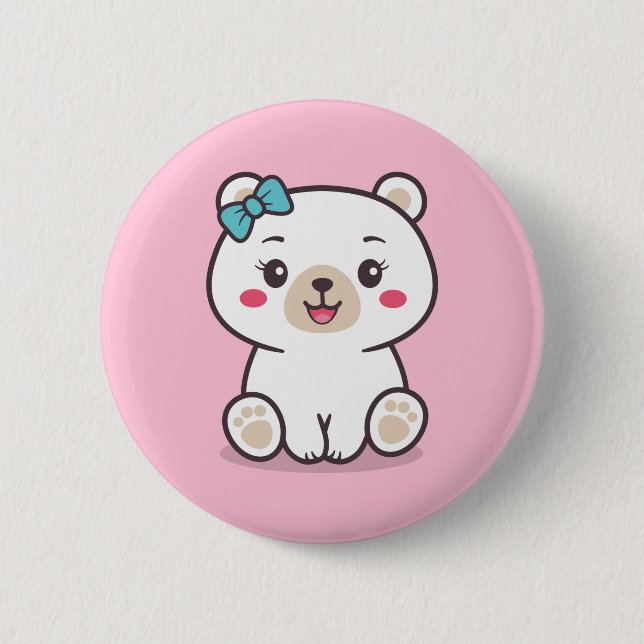 Teddy Bear Illustration 2 Inch Round Button (Front)