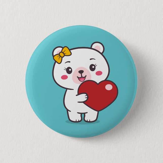 Teddy Bear Illustration 2 Inch Round Button (Front)