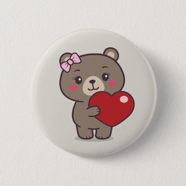 Teddy Bear Illustration 2 Inch Round Button (Front)