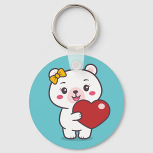 Teddy Bear Illustration Keychain