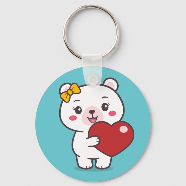 Teddy Bear Illustration Keychain (Front)