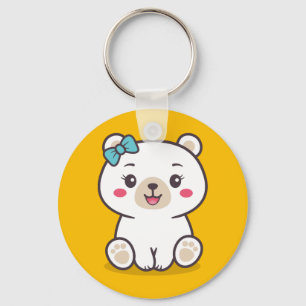Teddy Bear Illustration Keychain