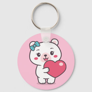 Teddy Bear Illustration Keychain