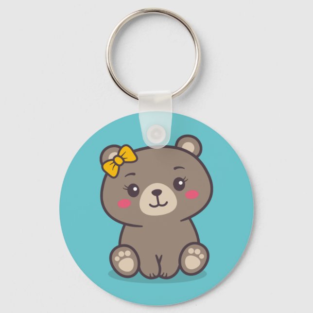 Teddy Bear Illustration Keychain (Front)