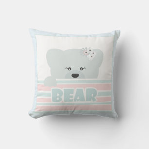 Teddy bear illustration kids childish print throw pillow