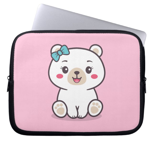 Teddy Bear Illustration Laptop Sleeve (Front)