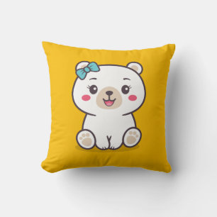 Teddy Bear Illustration Throw Pillow