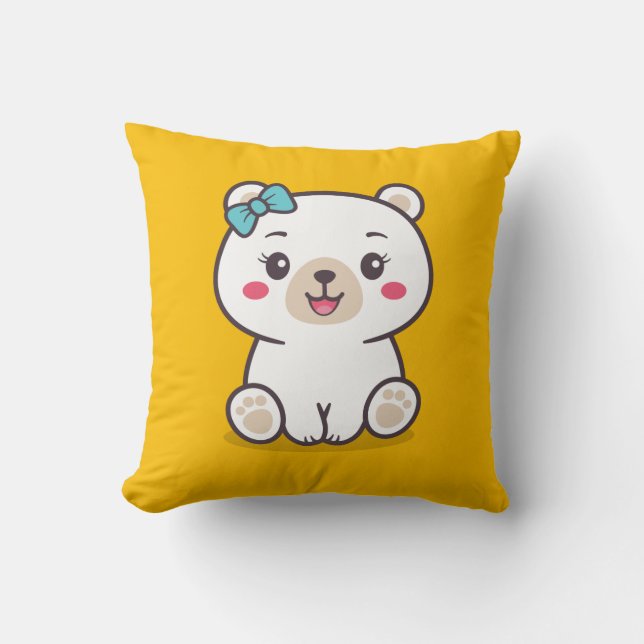 Teddy Bear Illustration Throw Pillow (Front)