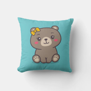 Teddy Bear Illustration Throw Pillow