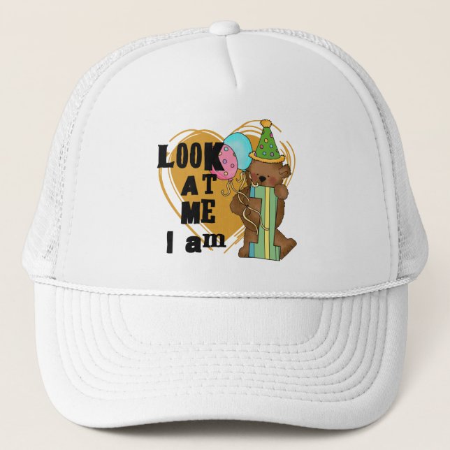 Teddy Bear I'm 1 Birthday T-shirts and Gifts Trucker Hat (Front)