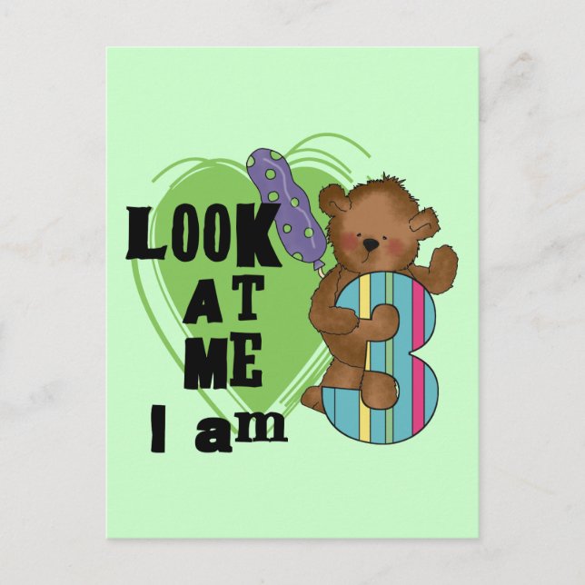 Teddy Bear I'm 3 Birthday Tshirts and Gifts Postcard (Front)