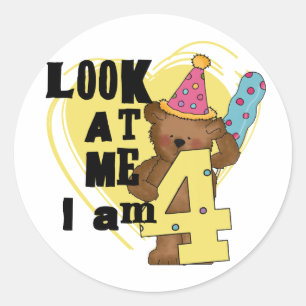 Teddy Bear I'm 4 Birthday Tshirts and Gifts Classic Round Sticker