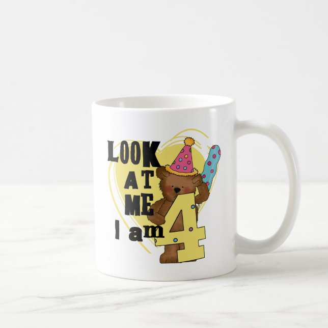 Teddy Bear I'm 4 Birthday Tshirts and Gifts Coffee Mug (Right)