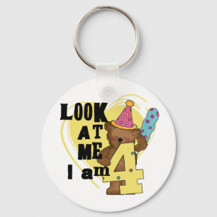 Teddy Bear I'm 4 Birthday Tshirts and Gifts Keychain