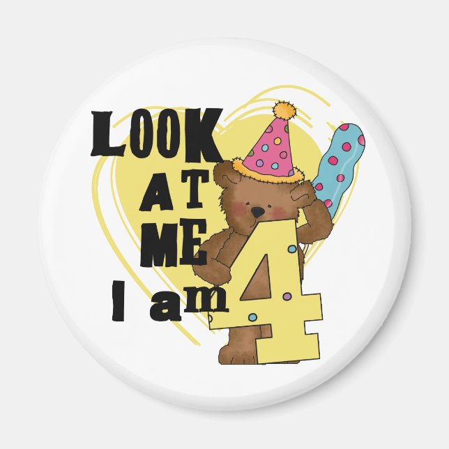 Teddy Bear I'm 4 Birthday Tshirts and Gifts Magnet (Front)