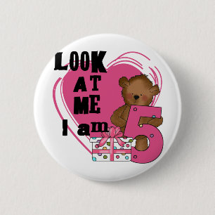 Teddy Bear I'm 5 Birthday T-shirts and Gifts 2 Inch Round Button