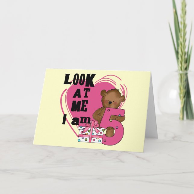 Teddy Bear I'm 5 Birthday T-shirts and Gifts Card (Front)
