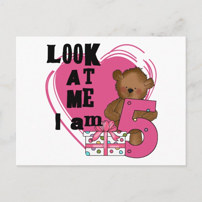 Teddy Bear I'm 5 Birthday T-shirts and Gifts Postcard (Front)
