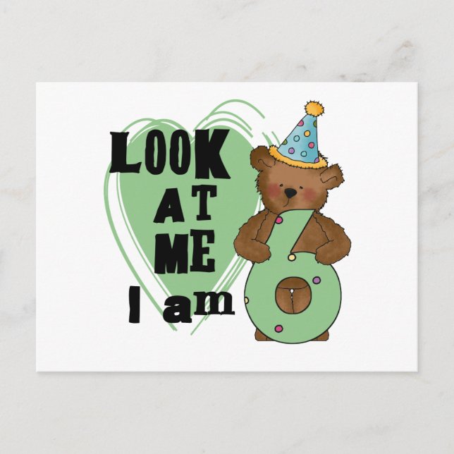 Teddy Bear I'm 6 Birthday T-shirts and Gifts Postcard (Front)