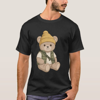 Teddy Bear in a Beanie — Cute Streetwear Bear Art T-Shirt