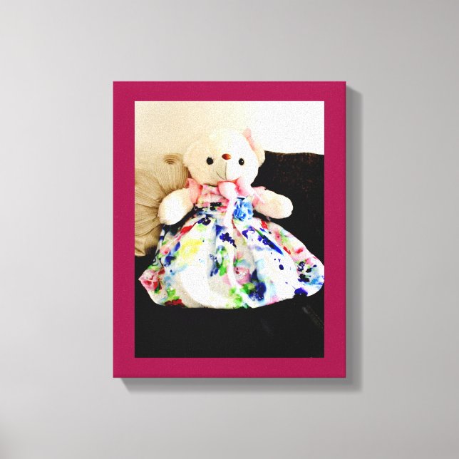 Teddy Bear in a Dress Canvas Print (Front)