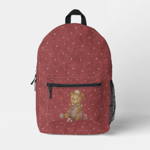 teddy bear in a sailor costume with toys printed backpack