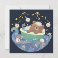 Teddy Bear in Bathtub Boat with Fluffy Monsters