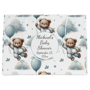Teddy Bear in Blue Pyjamas Baby Shower Large Gift Bag