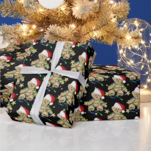 Teddy Bear In Christmas Lights   Wrapping Paper