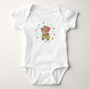 Teddy Bear in Hawaii Illustration Baby Bodysuit