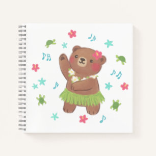 Teddy Bear in Hawaii Illustration Notebook