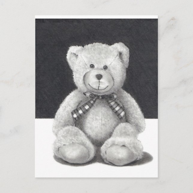 Teddy Bear in Pencil Postcard (Front)