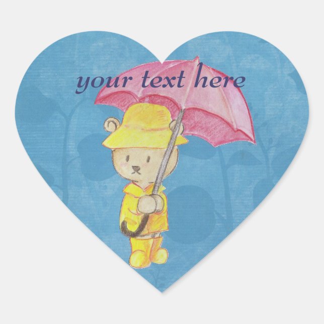 Teddy Bear in Raincoat Stickers (Front)