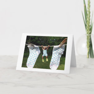 Teddy Bear in Socks on a Clothes Line Card
