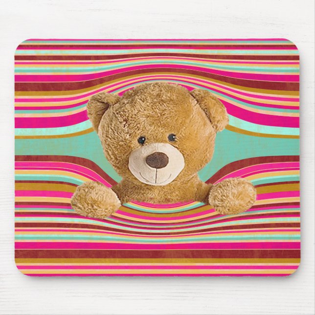 Teddy Bear In Stripes Mouse Pad (Front)