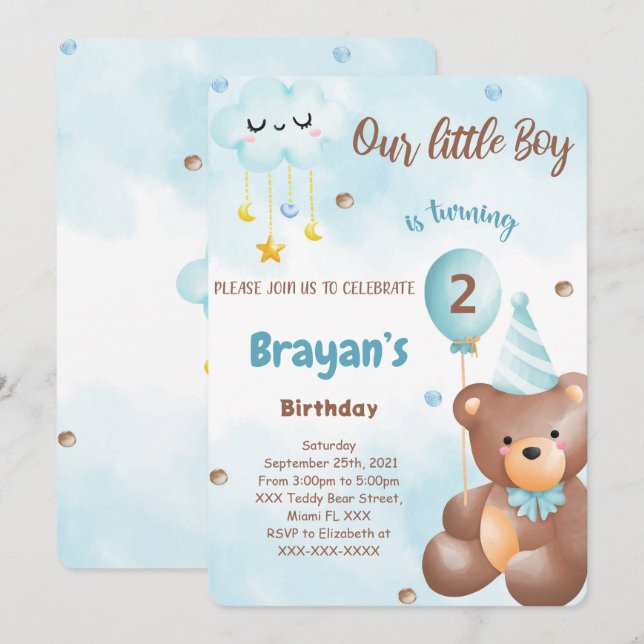 Teddy Bear Invitation (Front/Back)