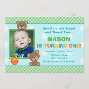 Teddy Bear Invitation d'anniversaire 5x7 Carte pho