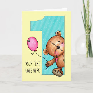 Teddy Bear is Turning One!  Happy Birthday Card
