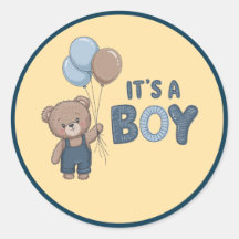 Teddy Bear "Its A Boy" Sticker