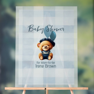 Teddy Bear Jean Baby shower Bleu