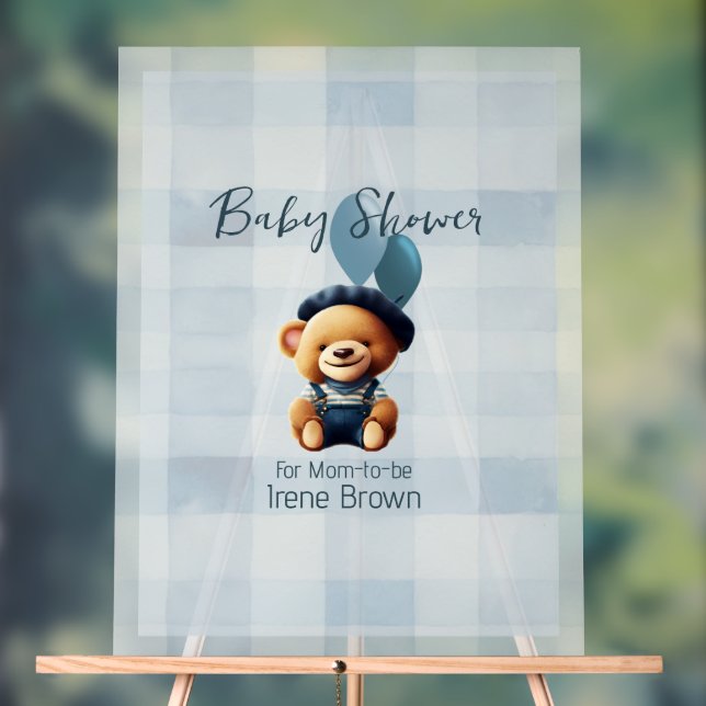 Teddy Bear Jean Baby shower Bleu (Neutre)